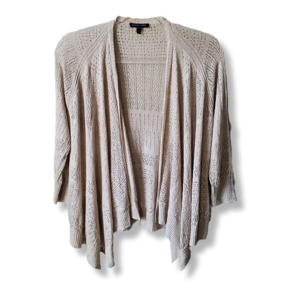 Women Eileen Fisher Beige Linen Pointelle Knit Cardigan XS Beach Coastal Neutral - Picture 1 of 10